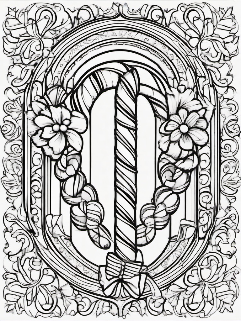 Candy Cane Color Sheet  outling,coloring pages,black and whit