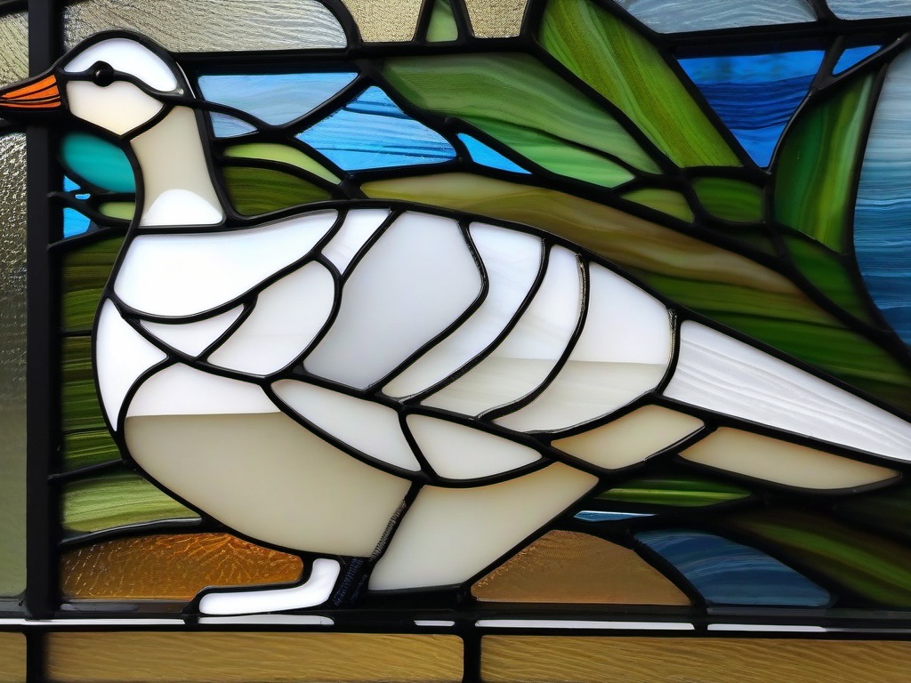 Stained Glass Pilgrim Goose - Goose with white feathers  