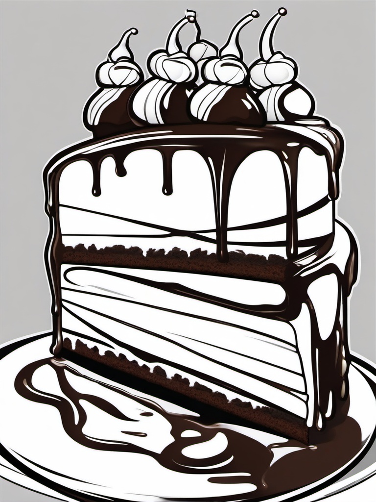 Cake Coloring Pages - Bundt cake with dripping chocolate glaze  simple coloring pages