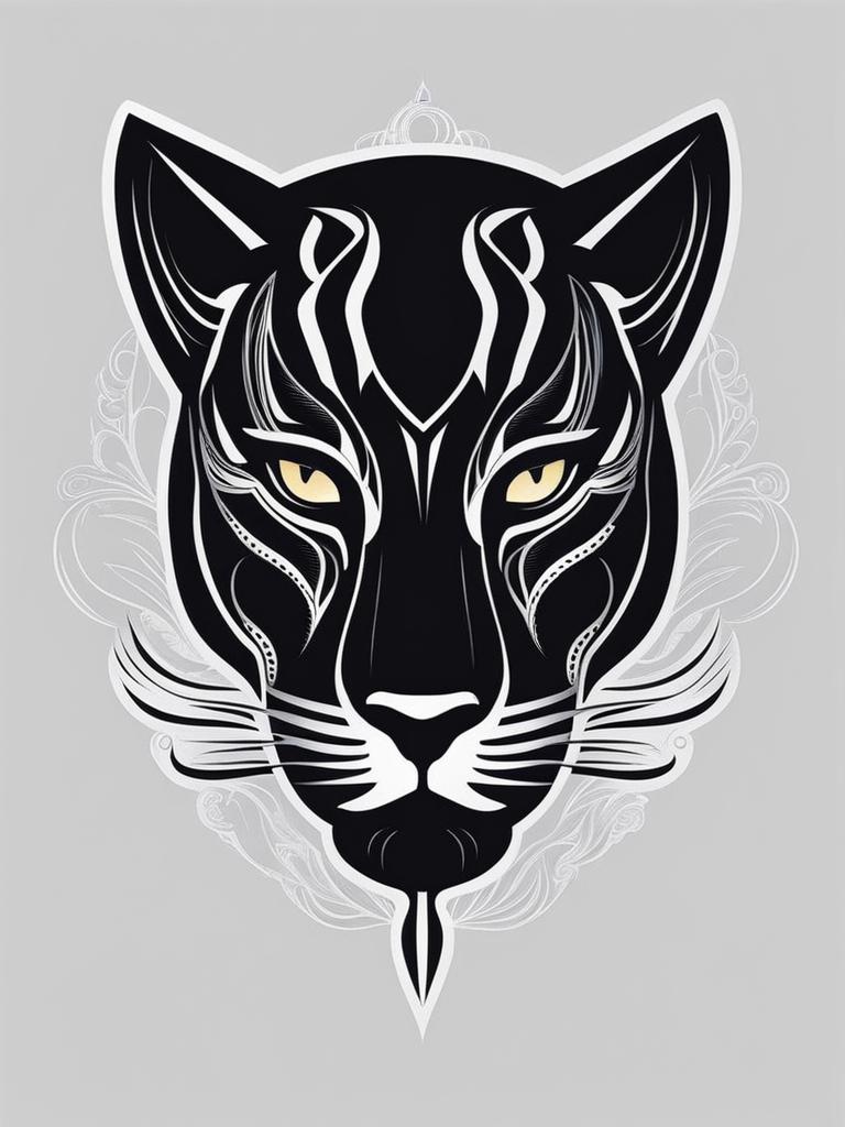 black panther tattoo minimalist color design 