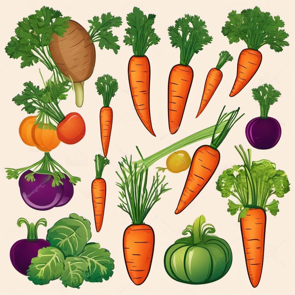 Carrot clipart - carrot with other vegetables  vector clipart