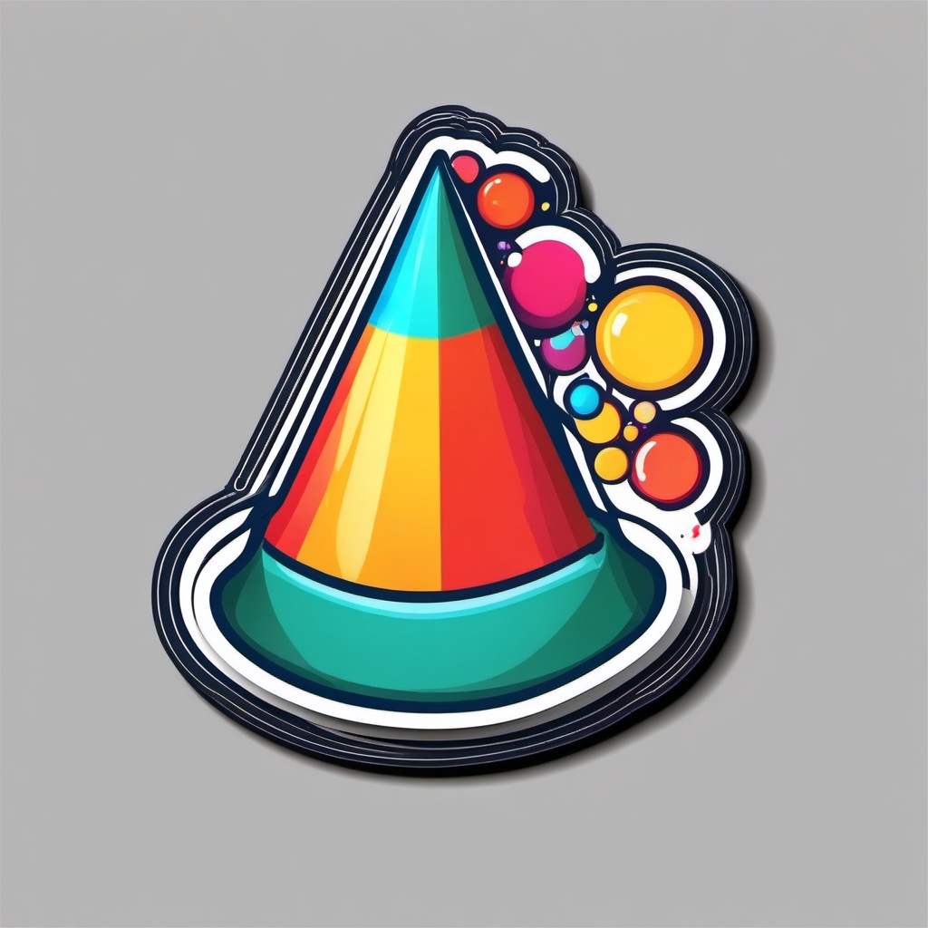 Party Hat Sticker - Festive celebration, ,vector color sticker art,minimal