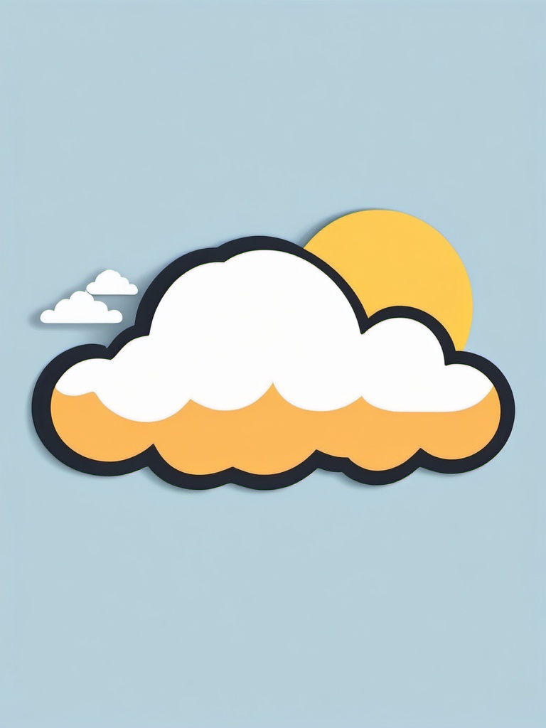 Cloud Sticker - Fluffy white cloud design, ,vector color sticker art,minimal