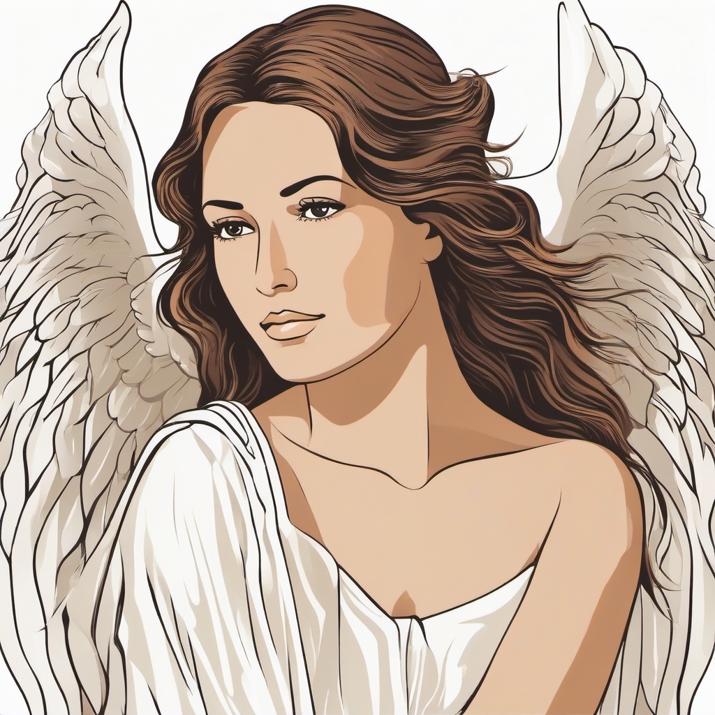 Angel clipart - angel with a serene expression  color,minimalist,vector clipart