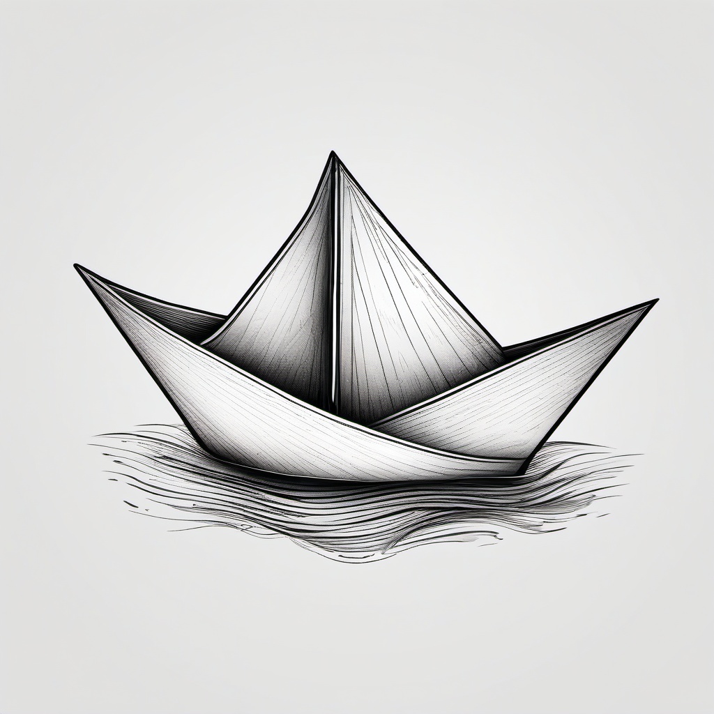 paper boat tattoo  simple color tattoo,minimalist,white background