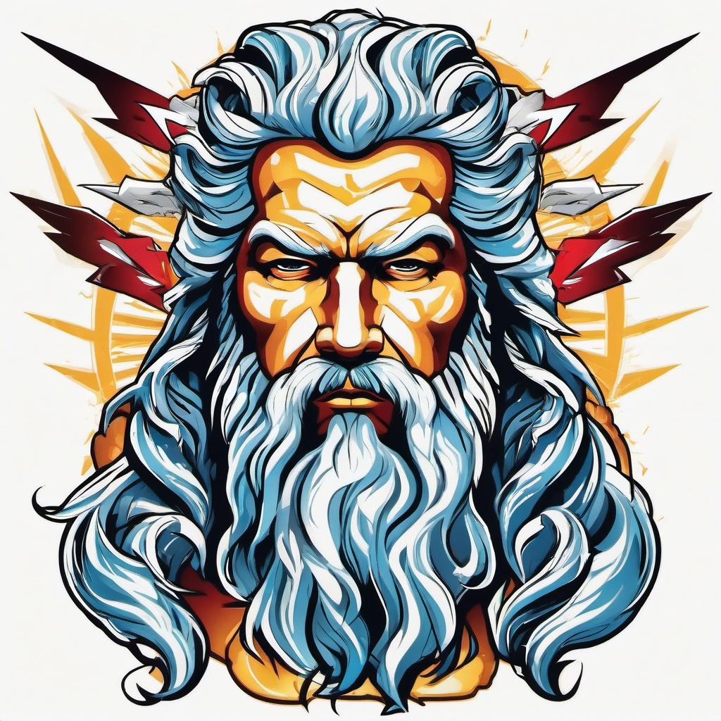 Zeus Lightning Tattoo - Embrace the thunderous power of Zeus with a tattoo featuring lightning bolts, symbolizing the god's control over the skies.  simple color tattoo, white background