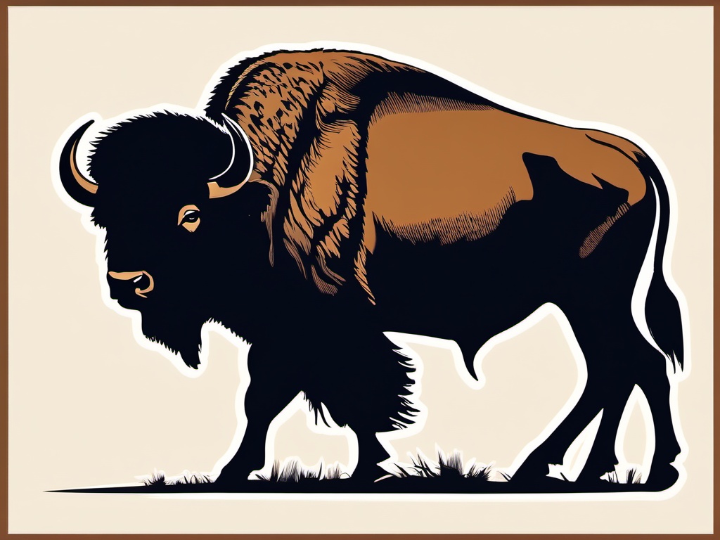 Bison Clipart on the Plains,Bison on the sweeping plains, symbol of strength, endurance, and unity. 