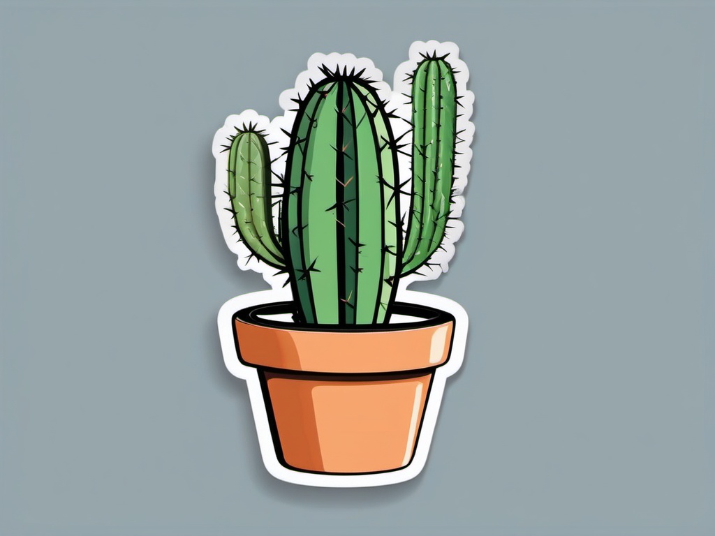 Cactus Sticker - Cute potted cactus design, ,vector color sticker art,minimal