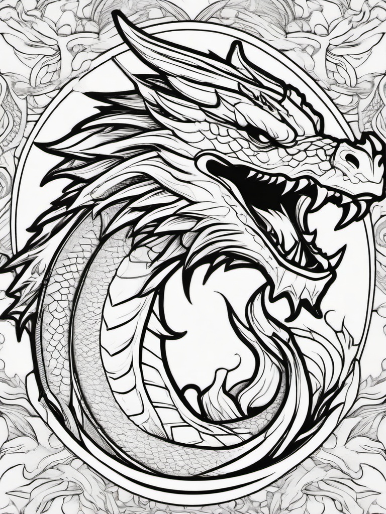 Dragon Breathing Fire Coloring Pages - Fierce Display of Dragon's Power  minimal black outline printable sheet, coloring page