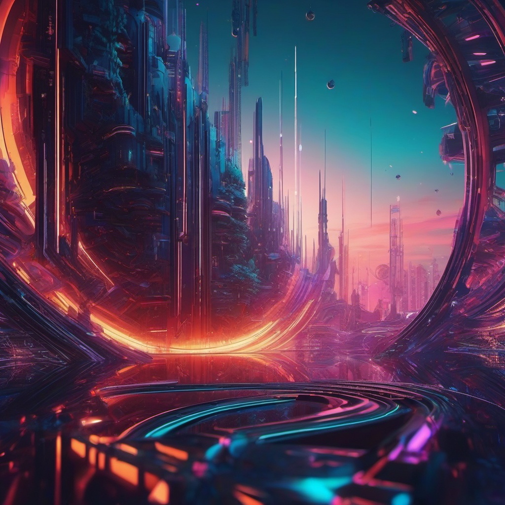 Aesthetic iPhone Wallpaper - Futuristic Cybernetic Dreamscape  intricate patterns, splash art, wallpaper art