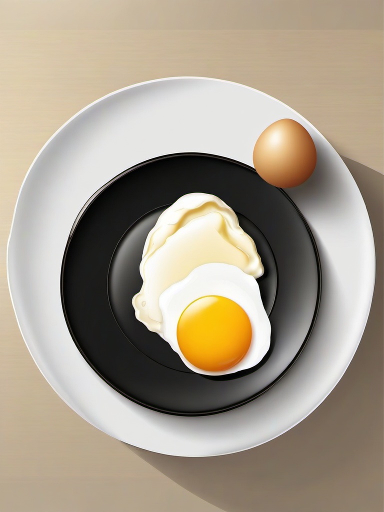 Egg clipart - fried egg with a golden yolk on a plate  color,minimalist,vector clipart