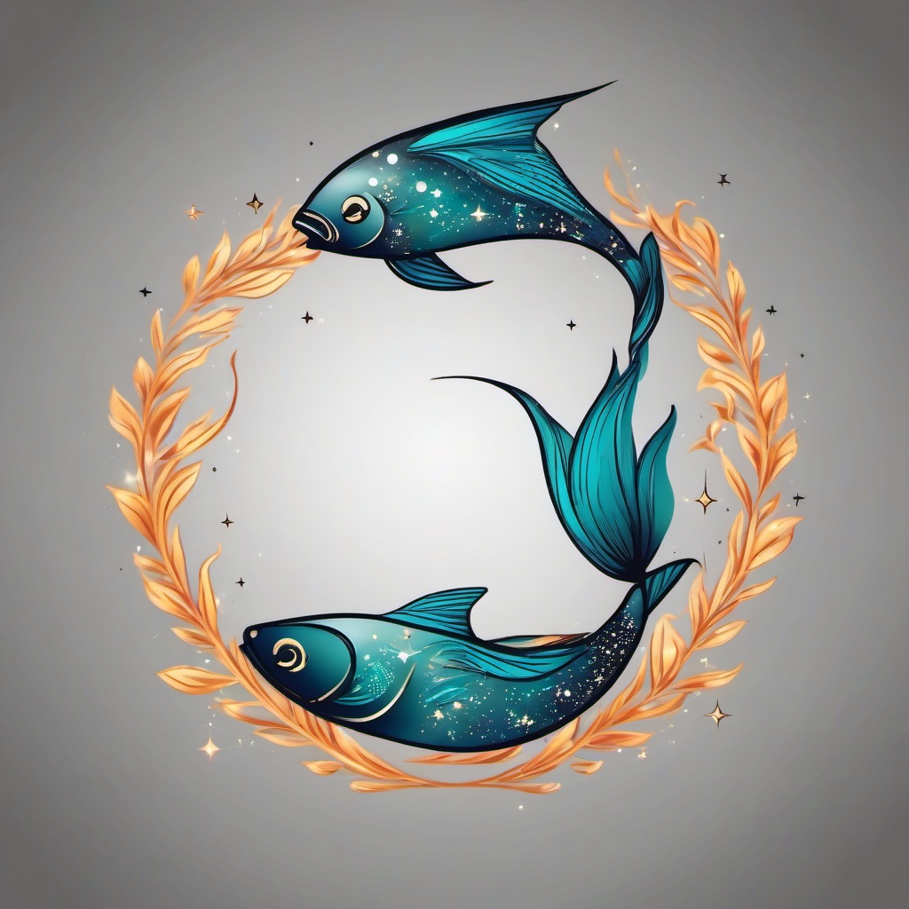 constellation of pisces tattoo  simple vector color tattoo