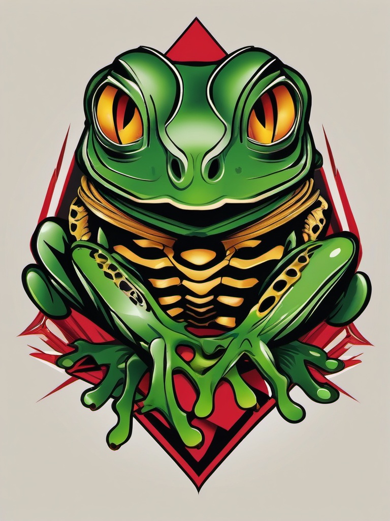 Bone Frog Tattoo-Bold and edgy tattoo featuring a bone frog, capturing a fusion of amphibian and skeletal elements.  simple color vector tattoo