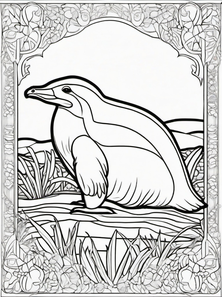 Platypus Coloring Page - Strange Beaked Mammal  black outline printable coloring page