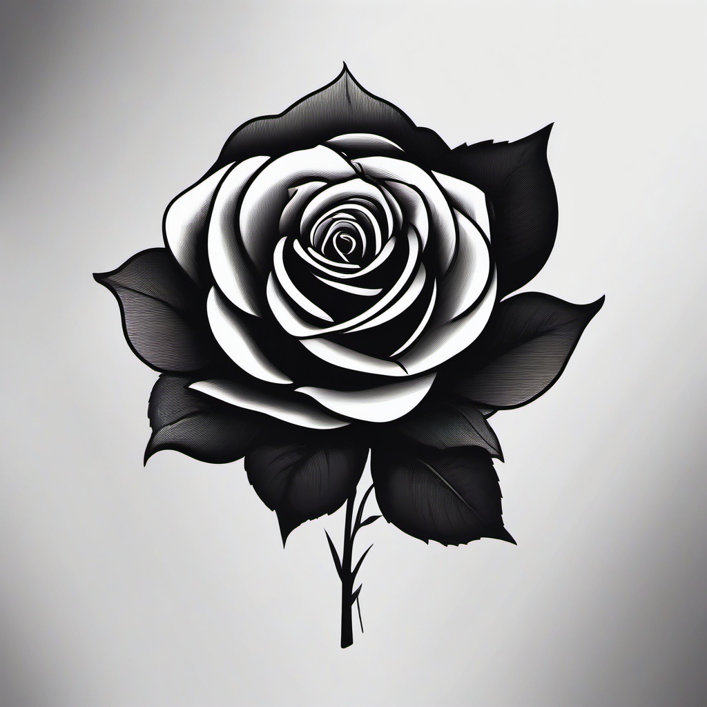 Small Black Rose Tattoo-Choice of delicacy and subtlety with a small black rose tattoo, perfect for minimalist and discreet expression.  simple vector color tattoo