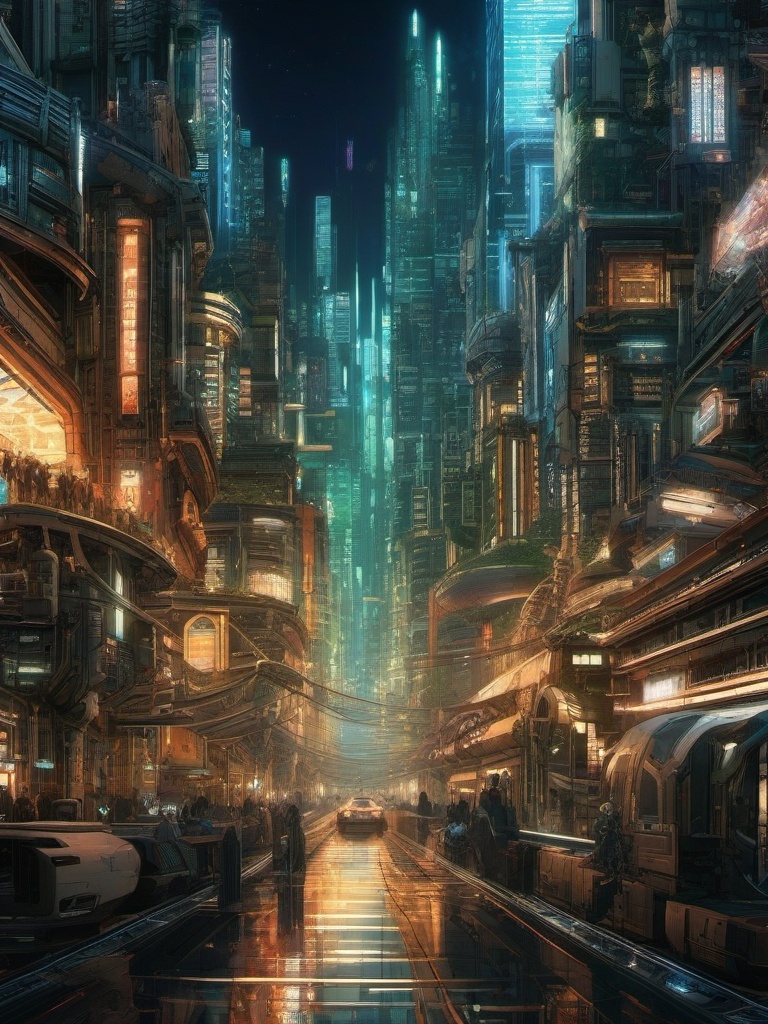 Sci-Fi Metropolis Anime Wallpaper intricate details, patterns, wallpaper photo