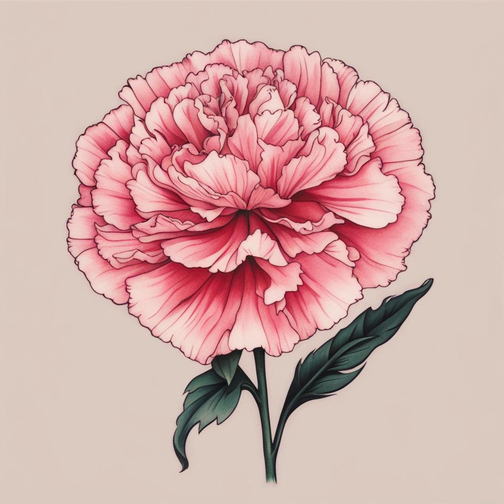 carnation tattoo minimalist color design 