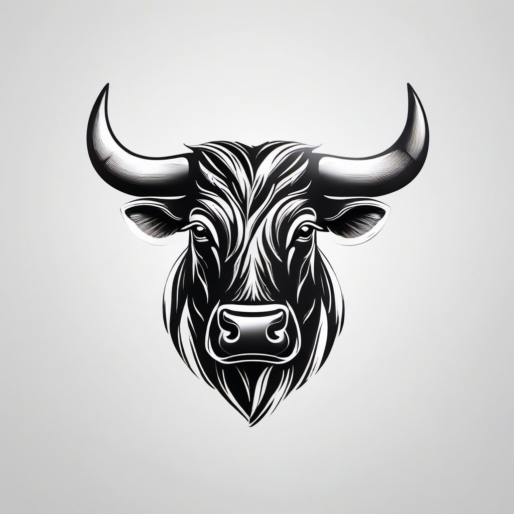 Bull tattoo. Symbol of strength and determination.  minimalist black white tattoo style