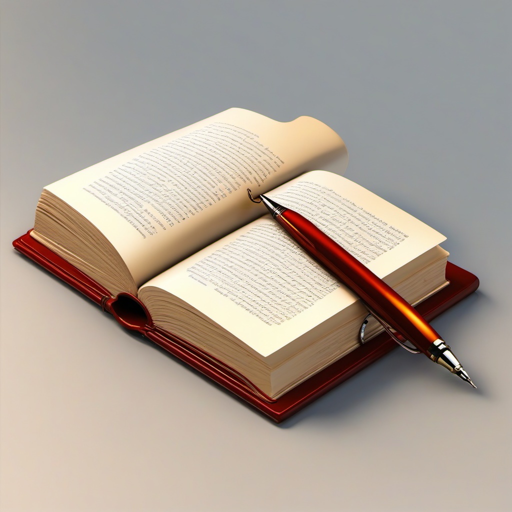 Book clipart - book with an open page and a pen  