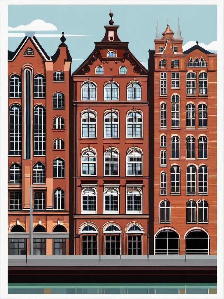 Hamburg Speicherstadt sticker- Historic warehouse district in Hamburg, Germany, , sticker vector art, minimalist design