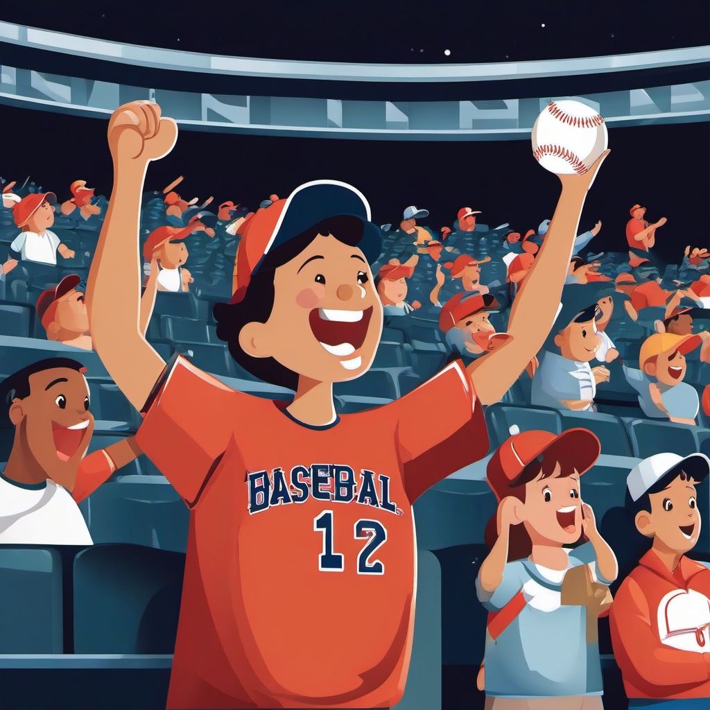 Baseball clipart - baseball fan cheering in the stands  