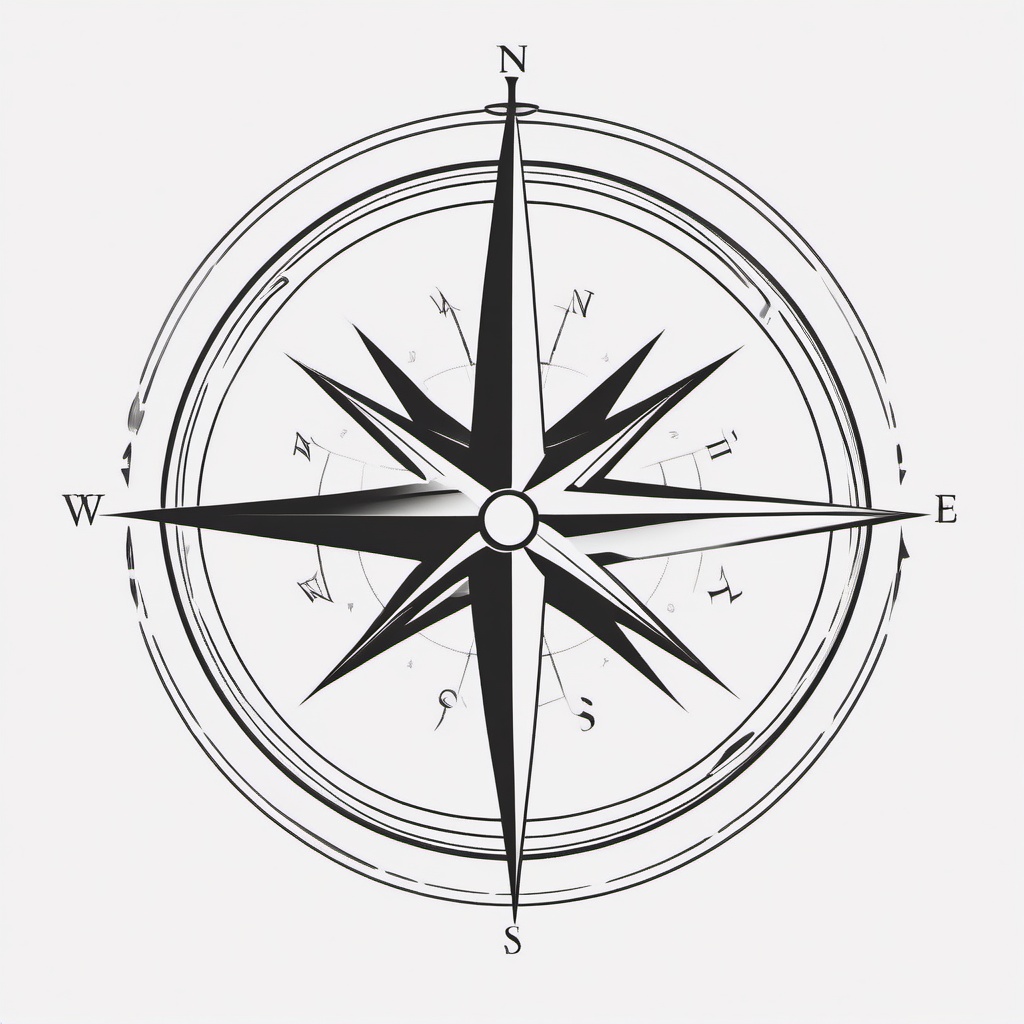 Feminine Simple Compass Tattoo - Simplified and feminine compass tattoo.  simple vector tattoo,minimalist,white background