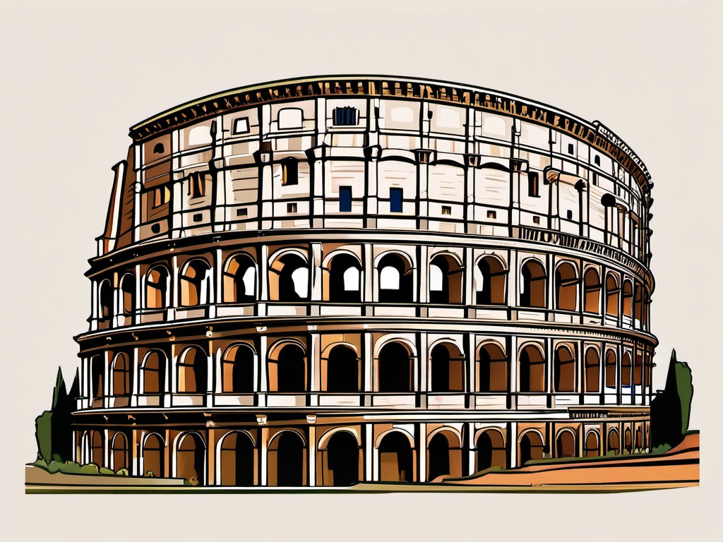 Rome clipart - Colosseum and Roman Forum with ancient history, ,color clipart vector style