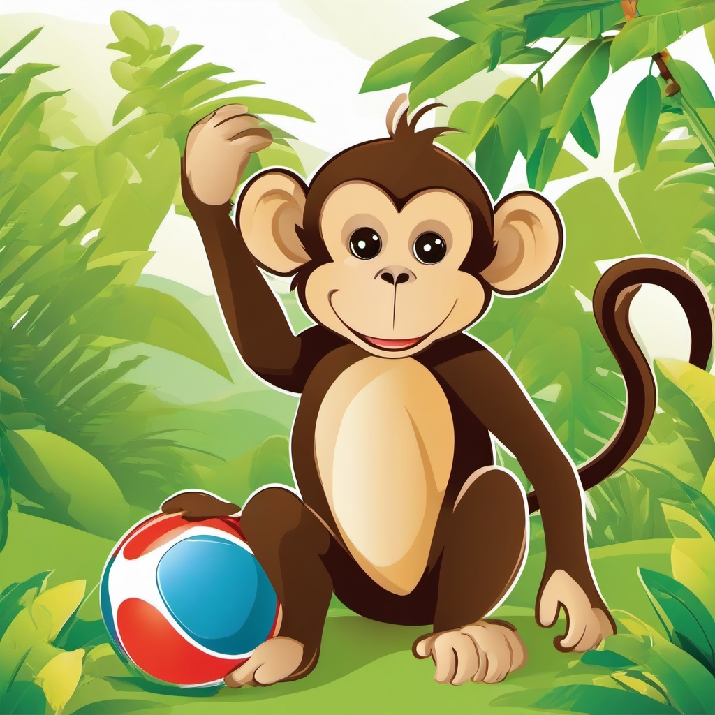 Monkey clipart - monkey playing with a ball  