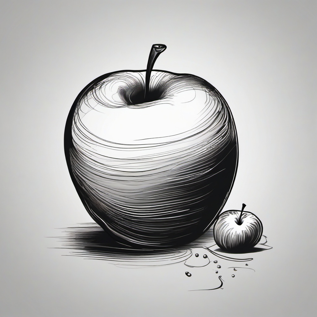 drawing of an apple with honey  minimal rough sketch scribbles,doodles,black and white