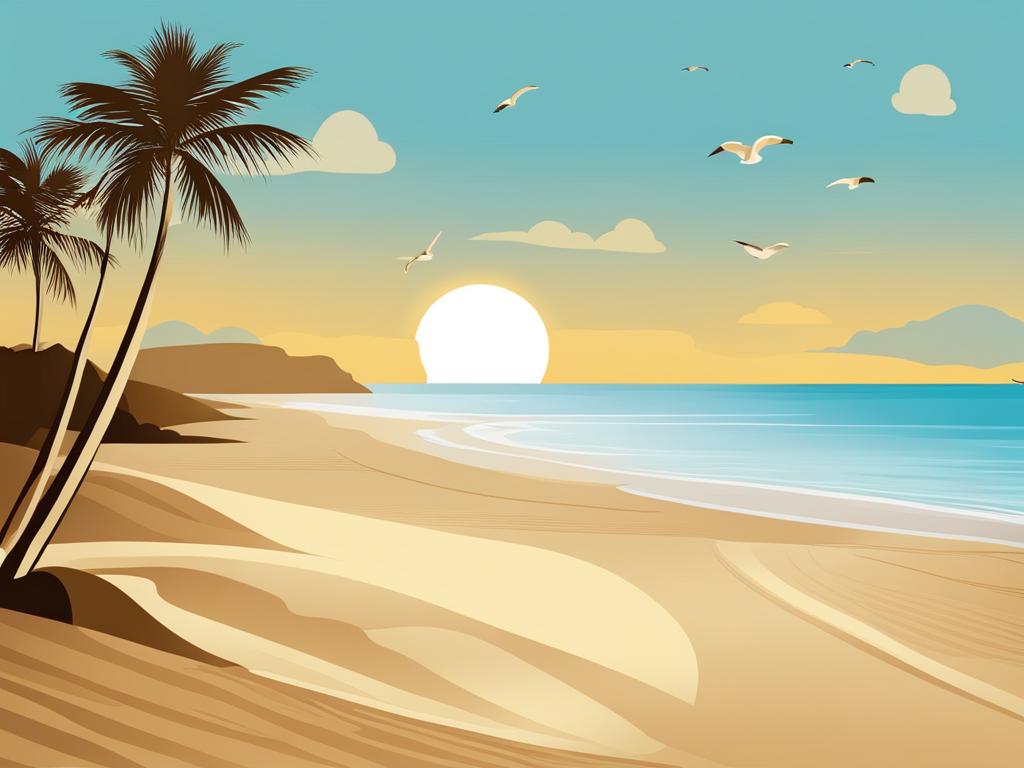 beach clipart - a serene beach with golden sands. 