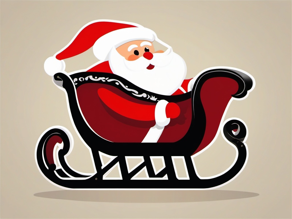 Clipart of Santa's sleigh, A classic depiction of Santa Claus on his sleigh.  simple, 2d flat