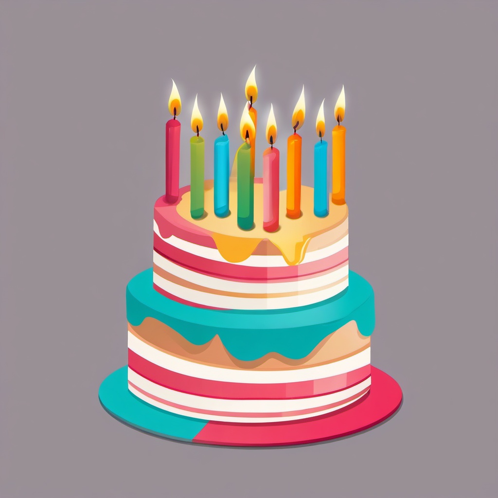 Congratulations clipart - celebratory cake with candles  color,minimalist,vector clipart