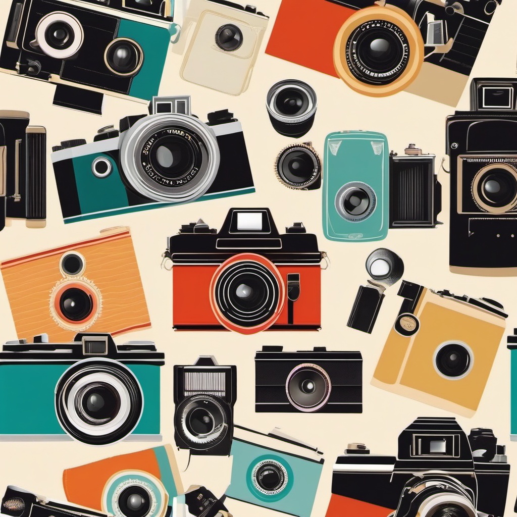 Retro Camera and Photography Clipart - Classic film camera capturing life's moments.  color clipart, minimalist, vector art, 