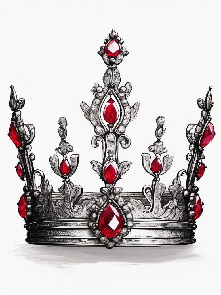 drawing of a crown with rubies  minimal rough sketch scribbles,doodles,black and white