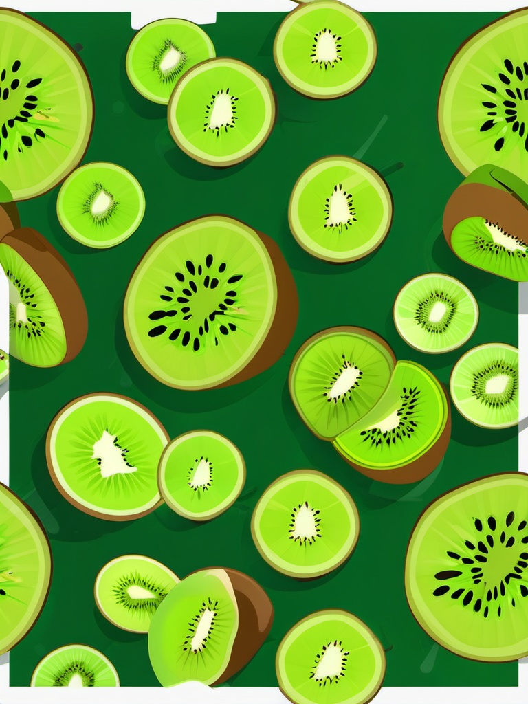 Kiwi Slice Clipart - Slice of green kiwi fruit.  color vector clipart, minimal style