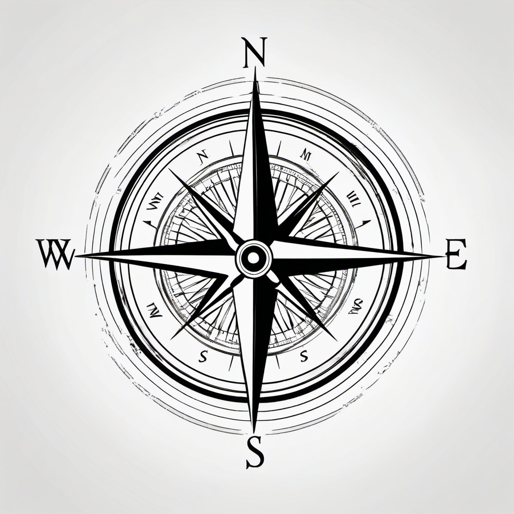 Compass Picture Tattoo - Photorealistic representation of a compass.  simple vector tattoo,minimalist,white background