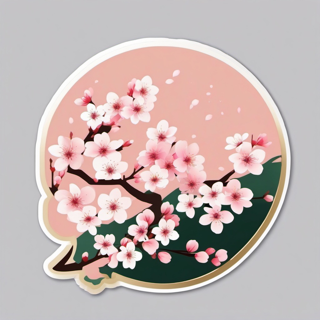 Cherry Blossom Sticker - Springtime beauty, ,vector color sticker art,minimal