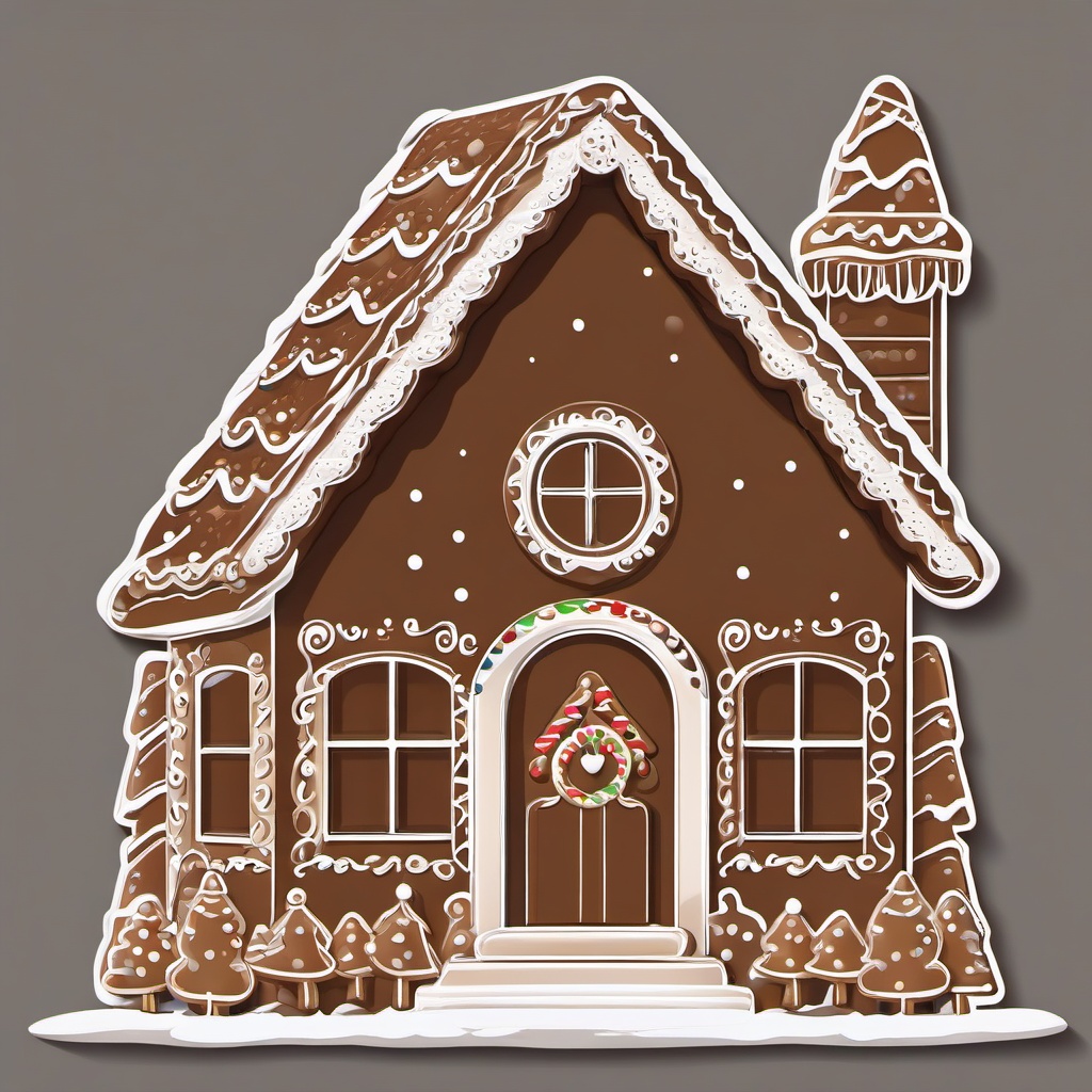 Gingerbread House clipart - gingerbread house with chocolate walls  color,minimalist,vector clipart