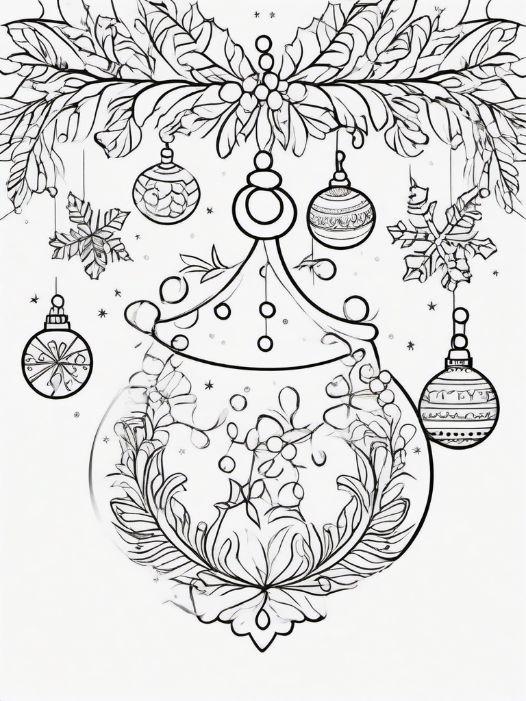 Christmas Card Coloring Pages - Festive Greetings with Cheerful Designs  minimal black outline printable sheet, coloring page