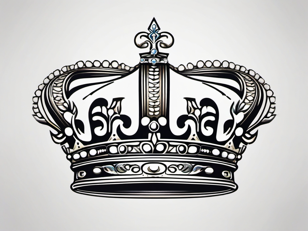 Crown Tattoo-regal and ornate crown design with intricate details, symbolizing royalty and power. Colored tattoo designs, minimalist, white background.  color tatto style, minimalist design, white background