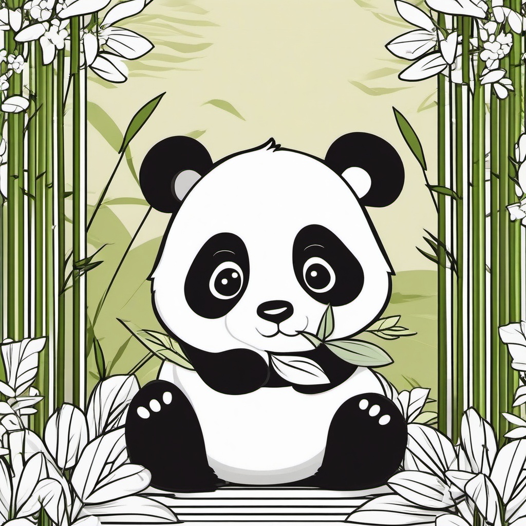 Cute Panda in a Zen Bamboo Garden  clipart, simple