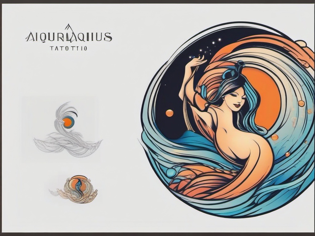 unique aquarius tattoo small  simple vector color tattoo