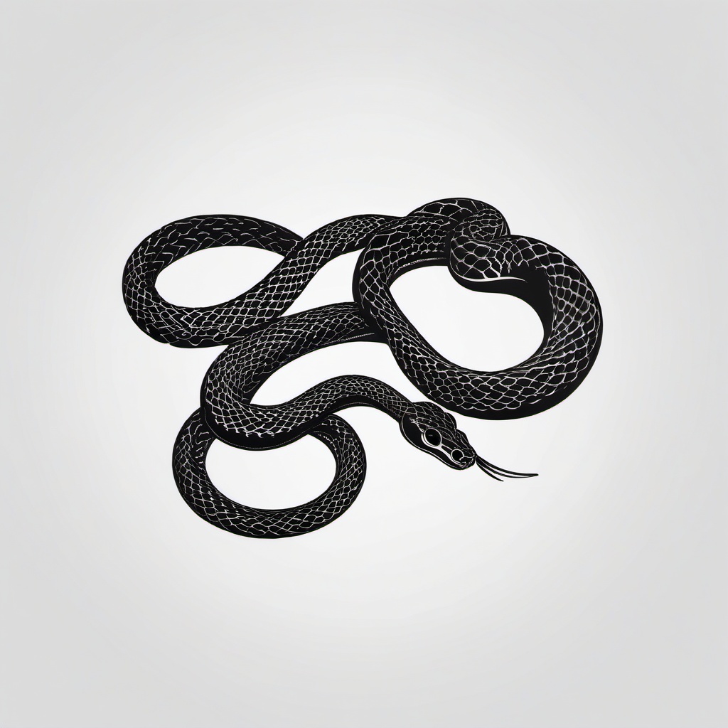 Black Small Snake Tattoo - Small-sized snake tattoo in black ink.  simple vector tattoo,minimalist,white background