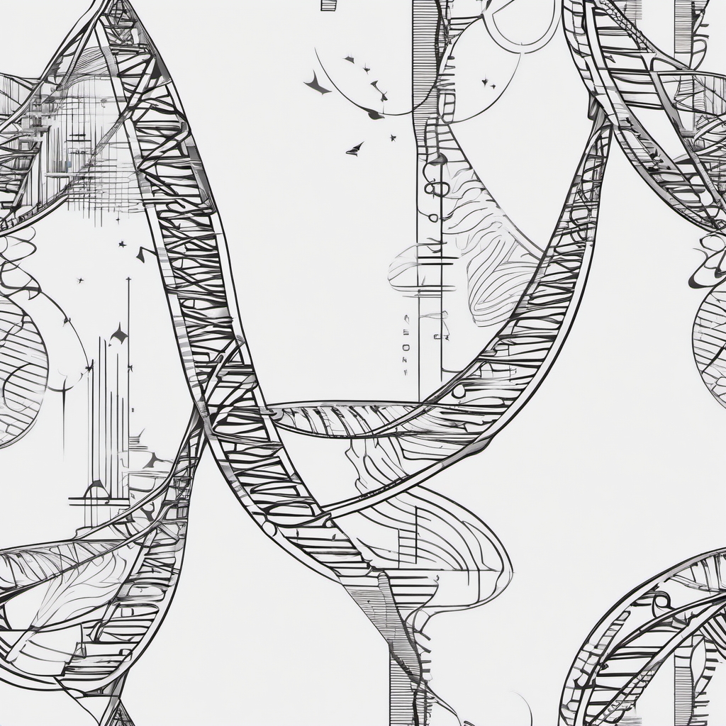 DNA Tattoo,DNA Enigma Puzzle - Infuse mystery into your tattoo with an enigmatic puzzle design inspired by the complexity of DNA.  outline color tattoo,minimal,white background