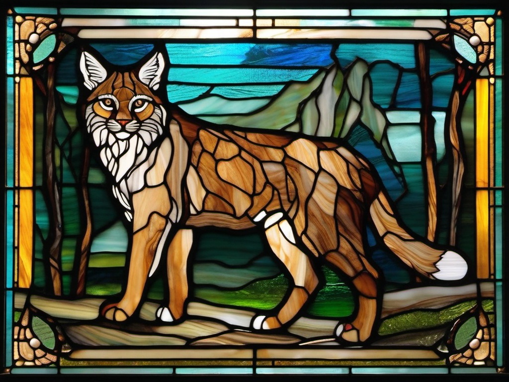 Stained Glass Lynx - Wild lynx with tufted ears  