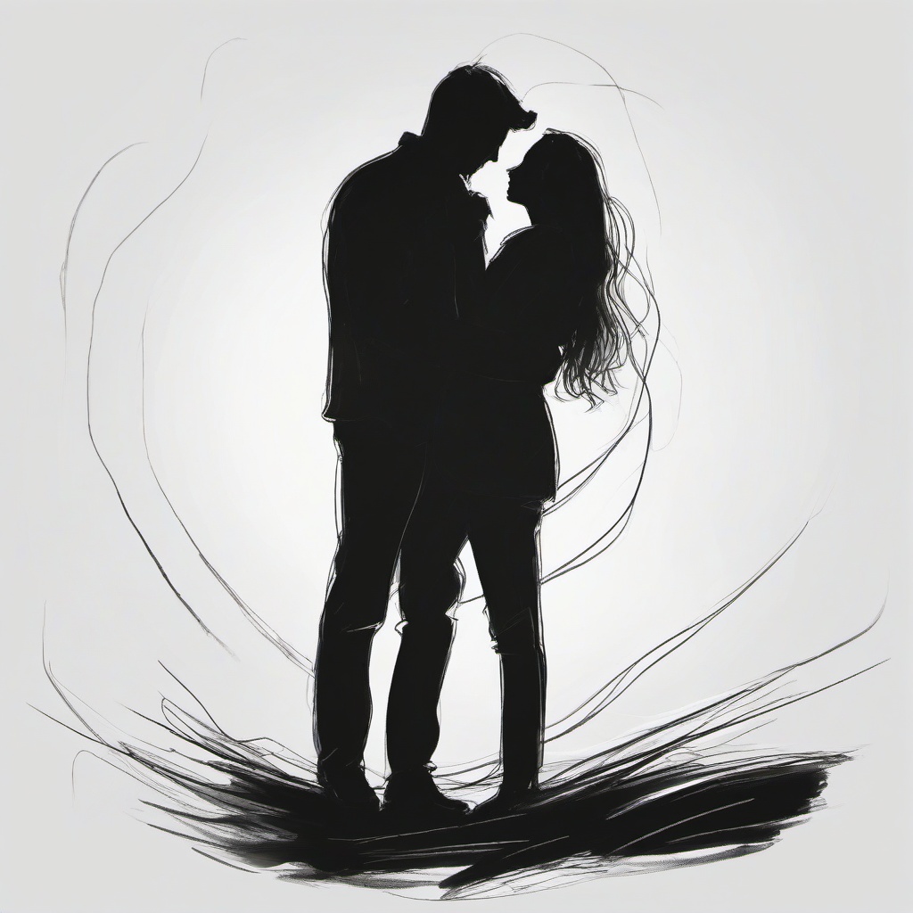 drawing of a couple in love  minimal rough sketch scribbles,doodles,black and white