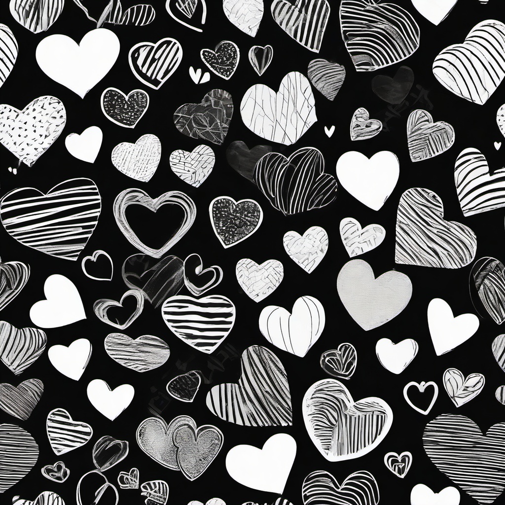 drawing of love hearts  minimal rough sketch scribbles,doodles,black and white