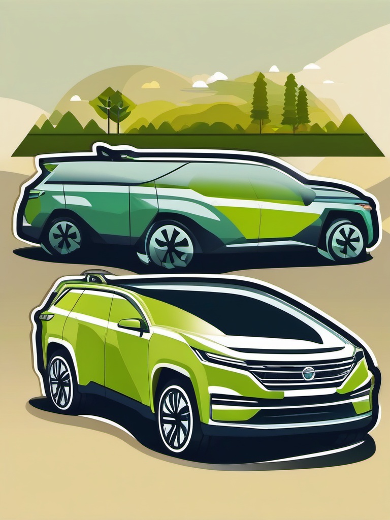 SUV Hybrid Clipart - An SUV hybrid vehicle for eco-friendly driving.  color vector clipart, minimal style