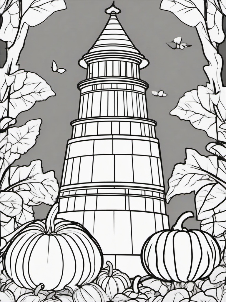 Pumpkin Stack Coloring Pages - Tower of Pumpkins Stacked High  minimal black outline printable sheet, coloring page