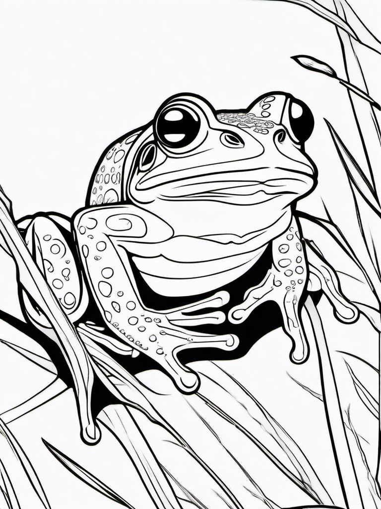 Frog Coloring Pages - Frog perched on a branch with a bug in its mouth  simple coloring pages